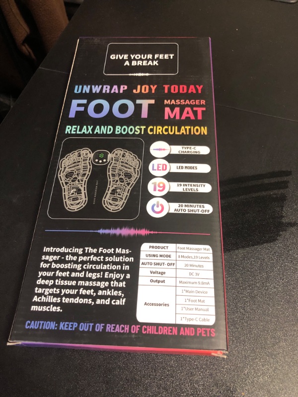 Photo 2 of EMS Foot Massager Mat for Neuropathy-Foot Stimulator Massager for Improved Circulation and Pain Plantar Fasciitis Relief, Muscle Relaxation, Foldable Legs & Feet Massager Pad with 8 Modes, 19 Levels