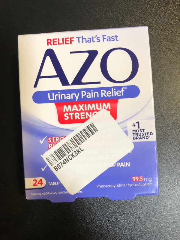 Photo 2 of AZO Urinary Pain Relief Maximum Strength | Fast relief of UTI Pain, Burning & Urgency | Targets Source of Pain | #1 Most Trusted Brand | 24 Tablets AZO Max Strength 24CT ex. 04-26