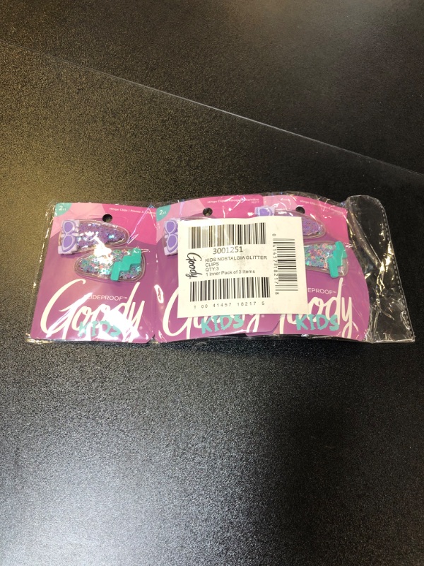 Photo 1 of Goody Kids Slideproof Hair Snap Clips - 2 Count, Nostalgia Glitter - Just Snap Into Place - Hinge Clips Suitable for All Hair Types - Pain-Free Hair Accessories for Women and Girls - All Day Comfort Glitter Snap Clips 1 Count (Pack of 3)