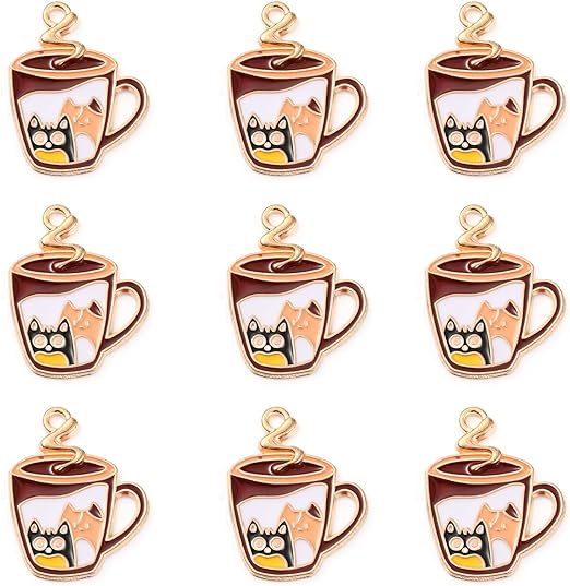 Photo 1 of 20 Pcs White Mini Coffee Mug Charms Enamel Cat Coffee Cup Charms Flatback Cute Charms for DIY Jewelry Necklace Bracelet Earring Making Crafts
