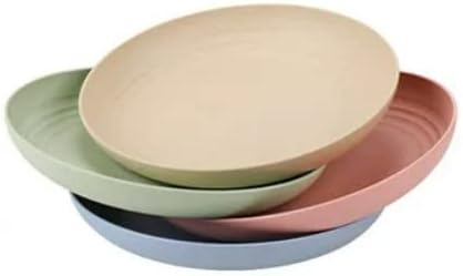 Photo 1 of 10 Inches Unbreakable Wheat Straw Plates - Reusable Plate Set - Healthy, BPA Free & Eco-Friendly - Perfect for Dinner Dishes - Dishwasher & Microwave Safe(10 Inches) (4-Pack)
