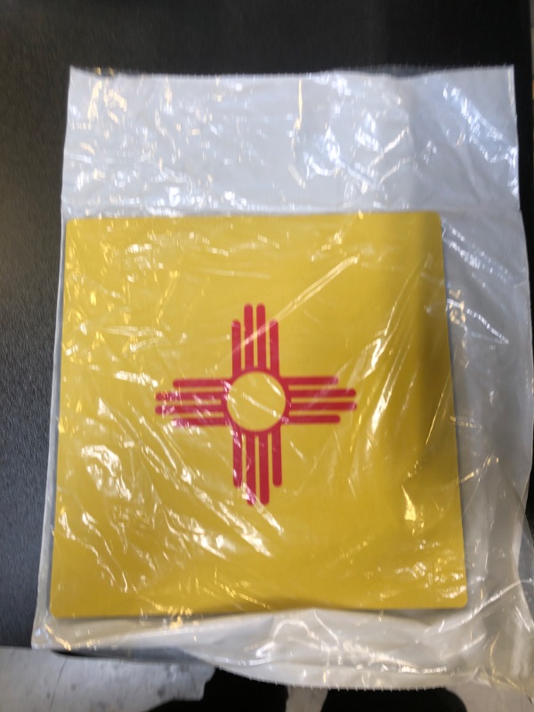 Photo 2 of Flag of New Mexico - USA - red sun symbol of the Zia on yellow - Mouse Pad, 8 by 8 inches (mp_158391_1)