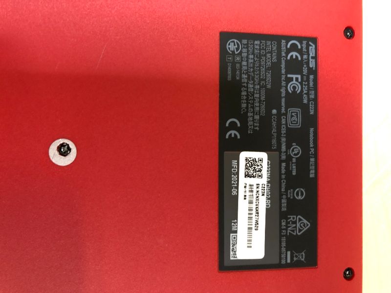 Photo 3 of Asus Chromebook C223Na-Dh02-Rd 11.6" Hd Display, Intel Dual-Core Celeron N3350
