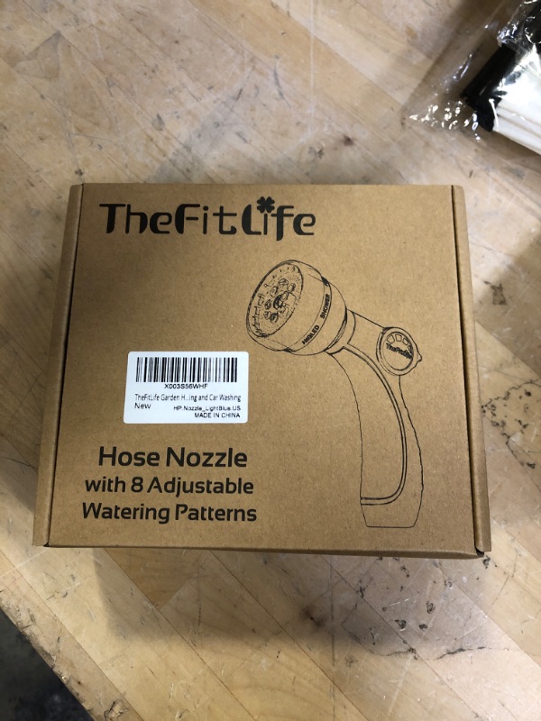 Photo 2 of TheFitLife Garden Hose Nozzle Sprayer - Integrated Water Nozzle with 8 Adjustable Watering Patterns, Leak Proof, Water-saving, Anti-slip, Easy Control for Watering Plants, Car Washing (Light blue)