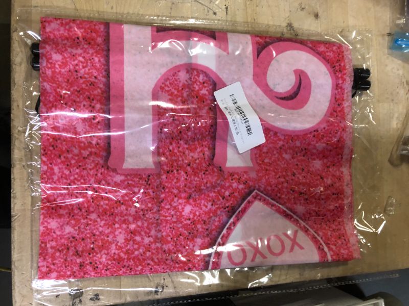 Photo 1 of Valentines Day Porch Sign Banner,Glitter Hot Pink Happy Valentines Day Front Door Banner Happy Valentine Day Supplies Love Princess Girl Theme Door Sign Banner for Valentine Party Decor