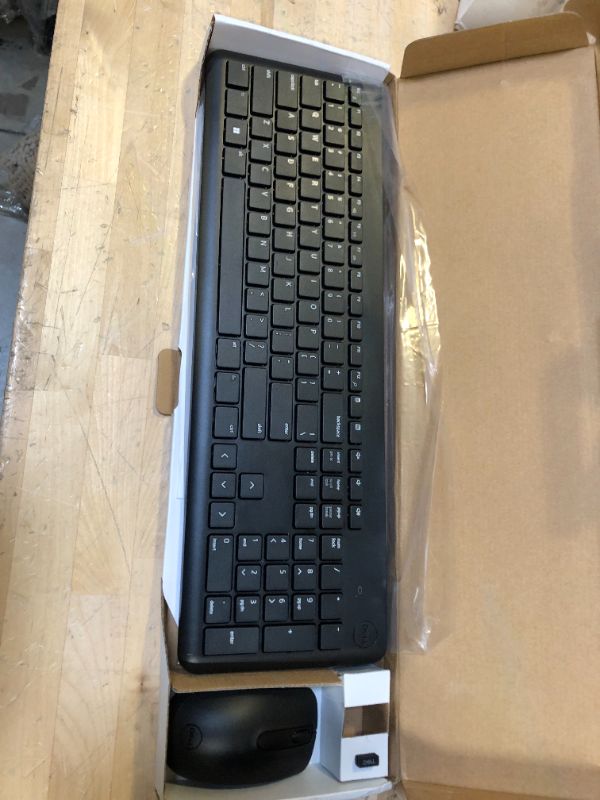 Photo 2 of Dell Wireless Keyboard and Mouse - KM3322W, Wireless - 2.4GHz, Optical LED Sensor, Mechanical Scroll, Anti-Fade Plunger Keys, 6 Multimedia Keys, Tilt Leg - Black