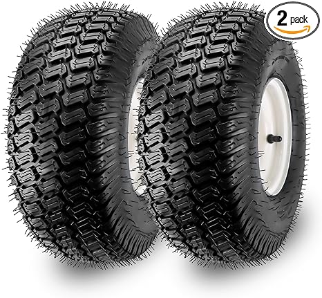 Photo 1 of 15x6.00-6nhs Lawn Mower Front Tire 4 Ply 15x6x6 Lawn Mower 570 Lbs Tire and Wheel with 3/4" Iron Bushing and 12 Spacers, Replacement for Garden Lawn Tractor Riding Lawn Mower, 2 Pack