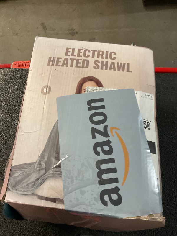 Photo 2 of (Missing all cords and power bank to charge) USB Heated Blanket, Heated Blanket Battery Powered, Wearable Heated Shawl Wraps for Office, Electric Heating Lap Blanket Throw with Car Charger, Blue (Battery is Not Included)