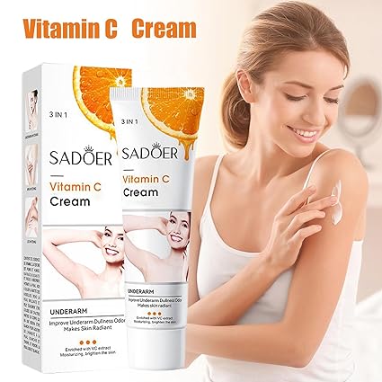 Photo 1 of Sadoer Vitamin C Cream 3 in 1, Moisturizing Skincare Underarm Cream, Hyaluronic Acid Body Corrector Cream, Skin Tone Even Cream for Armpit, Neck, Knees, Elbows, Inner Thigh, Private Parts