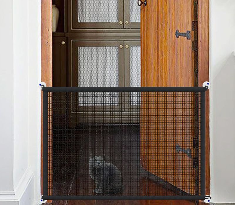 Photo 1 of Magic Pet Gate Gates for The House, Portable Extra Wide Gate for Doorways, Stairs, No Drill Durable Mesh Puppy Dog Gate Safety Fence Guard