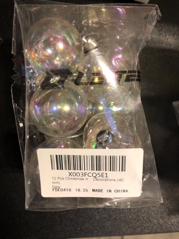 Photo 2 of 12 Pcs Christmas Iridescent Ornaments Plastic Ball, Christmas Ball Ornaments Rainbow Ball Hanging Baubles Fillable Ornaments for Christmas Tree DIY Wedding Party Decorations (40 mm) set of 7 