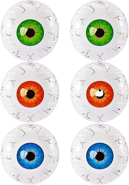 Photo 1 of 6 pcs 22" Halloween Inflatable Eyeball Crazy Inflatable Aluminum Film Eyeball for Indoor and Outdoor Garden Yard Halloween Party Decorations 2 pack 
