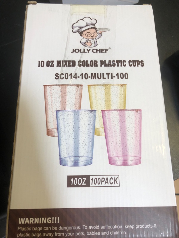 Photo 1 of 100 pack 10 oz mixed color plastic cups 