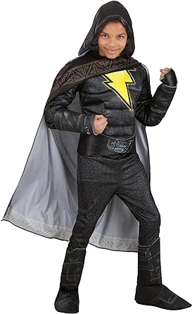 Photo 1 of Deluxe DC Comic Black Adam Costume for Boys, Black Superhero Jumpsuit with Cape for Cosplay Dress-Up & Halloween
size 180