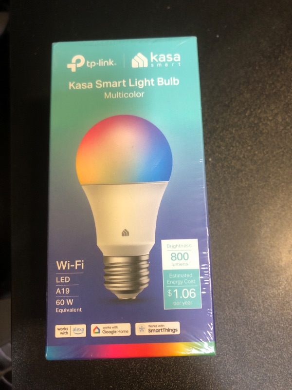 Photo 2 of New Kasa Smart Bulb, Full Color Changing Dimmable Smart WiFi Light Bulb Compatible with Alexa and Google Home, A19, 9W 800 Lumens,2.4Ghz only, No Hub Required, 1-Pack (KL125), Multicolor