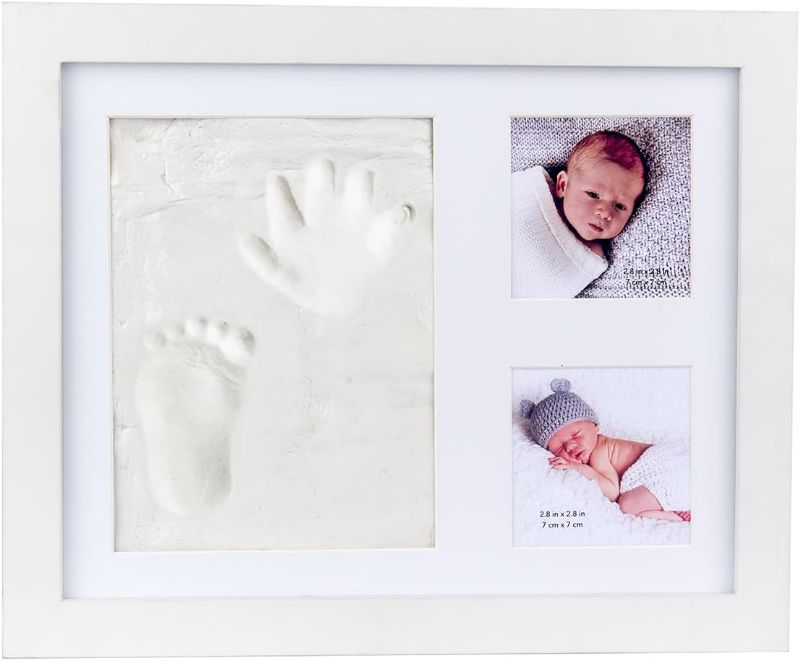 Photo 1 of kennethan Baby Hand and Footprint Kit White Baby Picture Frame, Baby Handprint Ornament Kit for Baby Keepsake Box and Baby Shower Gifts for Mom Baby Milestone Picture Frames
