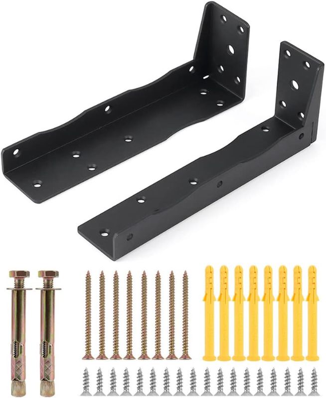 Photo 1 of 2 Pack 9" Floating Cabinet Brackets Shelf Support Heavy Duty Hardware Corner Brace Support Metal Joint Angle Wall Mounted Industrial Hidden Shelving Strengthen Supports for Cabinets Shelves Countertop
