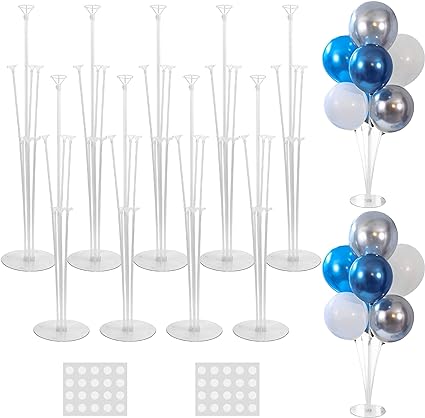 Photo 1 of 10 Sets Balloon Stand Kit For Table, Balloon Sticks with Base Birthday Graduation Party Decorations Wedding