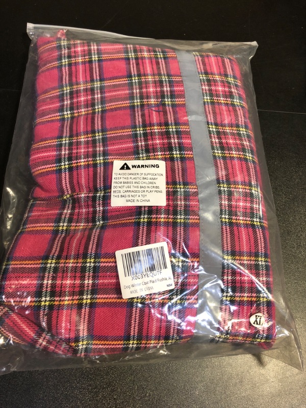 Photo 1 of dog plaid winter coat - pink size xl 