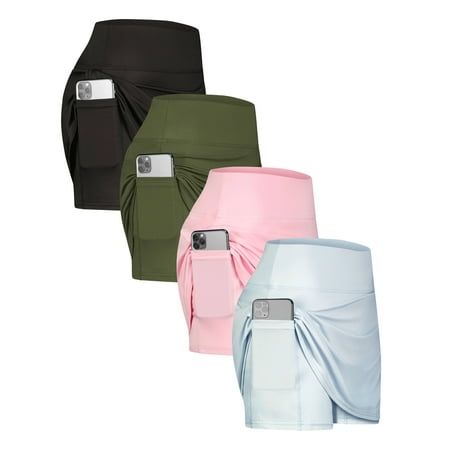 Photo 1 of 4 Pack Women S Active Skort Lightweight Comfy & Breathable Tennis Golf Skirt 2XL
