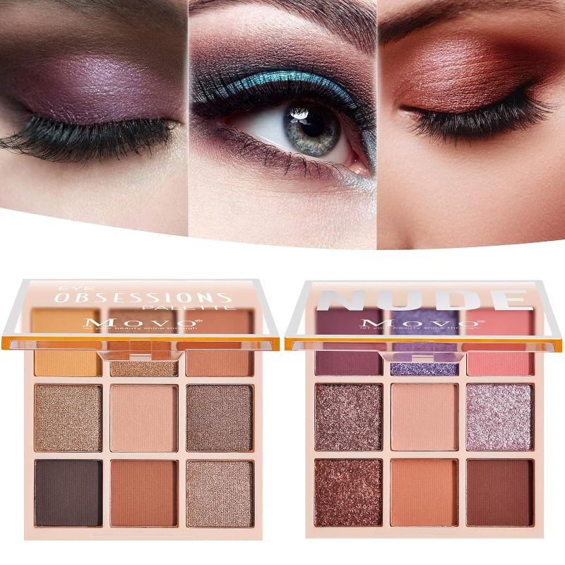 Photo 1 of 2 Pack Eyeshadow Palettes Set – 9 Colors Nude Matte and Shimmer Eyeshadow Makeup Palette High Pigmented Blendable Long Lasting Powder, Ideal Gift for Lover

