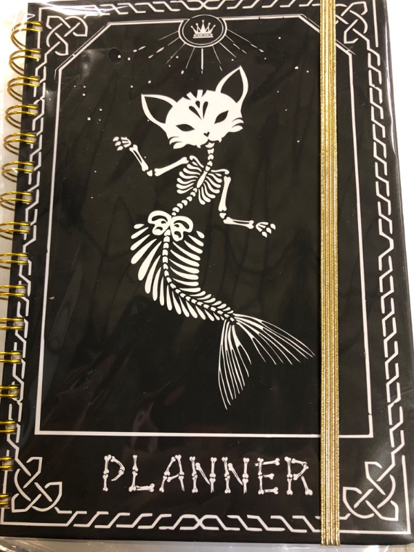 Photo 1 of 2024 Planner, 12-Month Weekly Monthly Planner from JAN.2024 to DEC.2024, 8.4" X 6", Planner Notebook with Spiral Bound, Stickers & Sticky Index Tabs, Fox-Fish Skull Black - 01