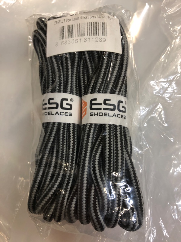 Photo 2 of ESG SHOELACES 2 Pair Shoe Laces Boot Laces Outdoor Hiking Walking Shoelaces Round Boot Lace Sneakers Shoe Strings 140 cm / 55.11" Blackgray