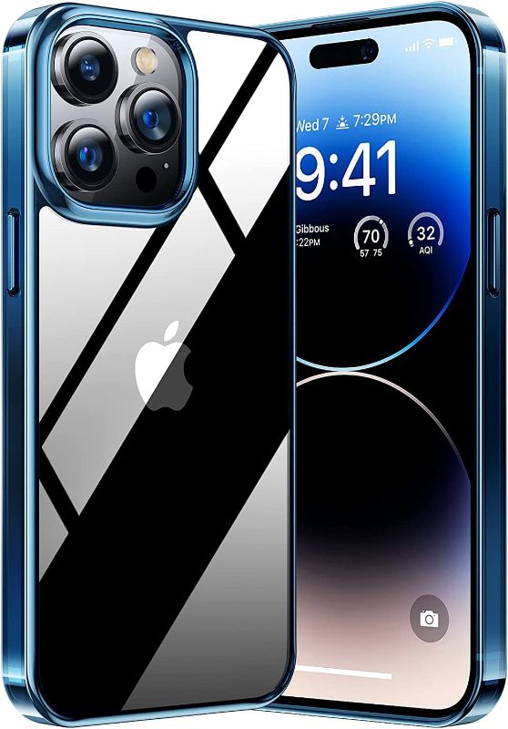 Photo 1 of TORRAS Diamond Clear Designed for iPhone 14 Pro Case, [10FT Military Grade Drop Tested] [Non-Yellowing] Shockproof Protective Clear Hard Back Slim Case for iPhone 14 Pro, 6.1 inch 2022 Navy Blue Blue iPhone 14 Pro Case PACK OF 2