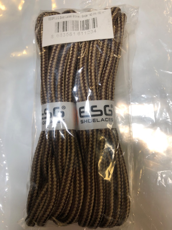 Photo 1 of 2 Pair Shoe Laces Boot Laces Outdoor Hiking Walking Shoelaces Round Boot Lace Sneakers Shoe Strings 140 cm / 55.11" Brownbeige
