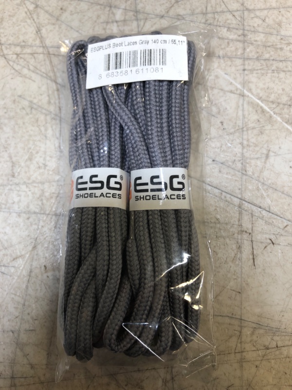 Photo 2 of ESG SHOELACES 2 Pair Shoe Laces Boot Laces Outdoor Hiking Walking Shoelaces Round Boot Lace Sneakers Shoe Strings 140 cm / 55.11" Gray