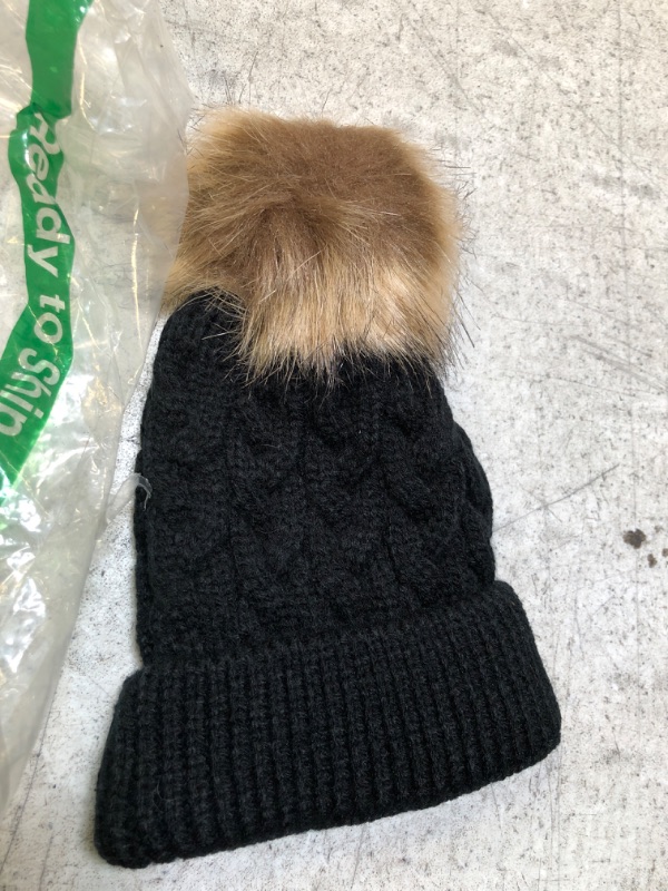 Photo 2 of Faux Fur Ball Hat Fashion INFANT Leopard Winter Warm Crochet Knitted Hat Cap Beanie