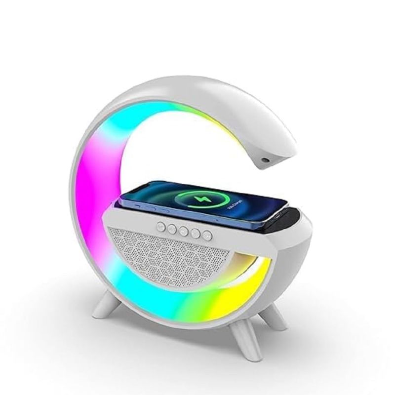 Photo 1 of CLIEND App Controlled Led Ambient Lighting Night Lamp | Bluetooth Speaker, Alarm Clock, FM Radio | 6 RGB Music sync | 15W Fast Wireless Charging Table Lamp | Dimmable Night Light Bedside Lamp
