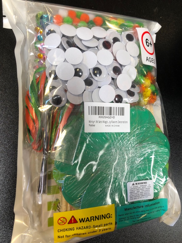 Photo 2 of 36 Sets Magic Color Scratch Art Shamrock Ornaments Craft Kits St. Patrick's Day Decorations Lucky Shamrock Four-Leaf Clover Ornaments Pom-poms Googly Eyes for Kids Classroom Home Activity Art Project
