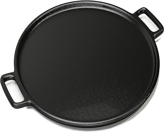 Photo 1 of Cast Iron Pizza Pan - 14-Inch Baking Pan for Oven, Stovetop, Grill, or Campfires - Durable, Even-Heating, Versatile Cast Iron Griddle by Home-Complete
