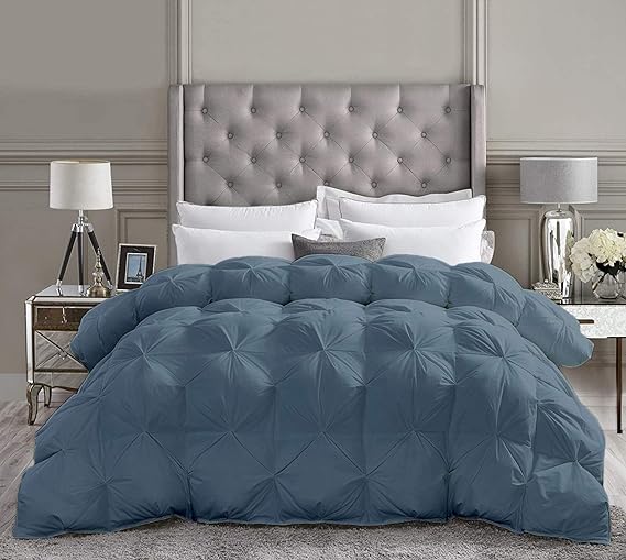 Photo 1 of Saferay Green All-Season – Luxury Pinch Pleated Pintuck Oversized King Plus Size 128 x 120 Inches Size Down Alternative Quilted Comforter 1 Comforter 1 Piece, 500 GSM - Machine Washable, BLUE Over King Plus 128x120 BLUE 