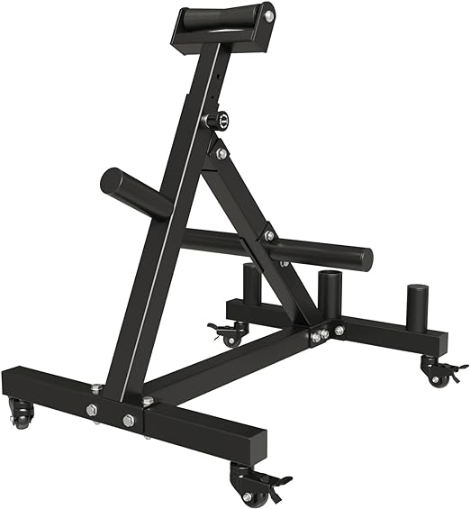 Photo 1 of T-Bar Row Attachment Stand for Barbell, Viking Press Stand with Weight Storage and Wheels, T-Bar Row Platform Attachment Core Strength Training Accessories, Shoulder Press Attachment Equipment
