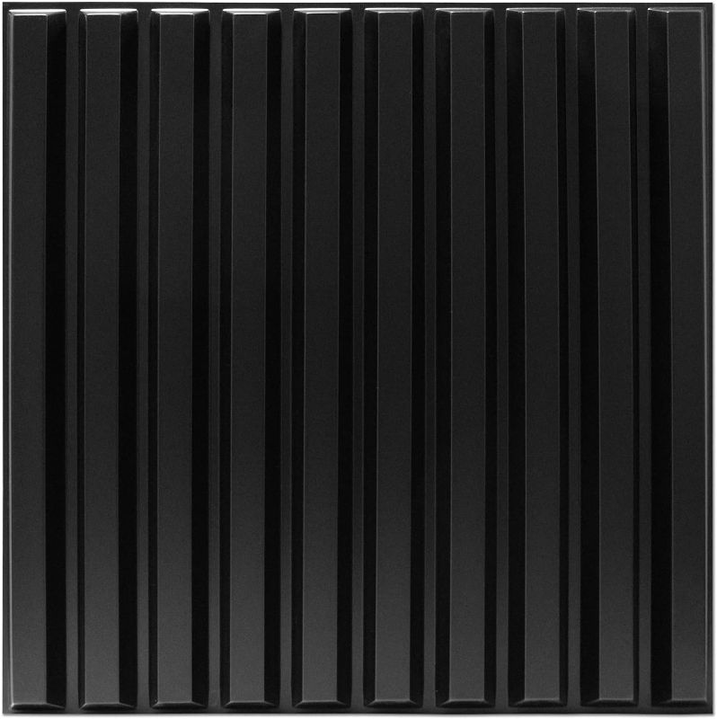 Photo 1 of 
STICKGOO 12 PCS 3D Slat Wall Panels, 19.7" x 19.7" x 0.7", Decorative PVC Wall Tiles, 3D Wall Panels for Interior Wall Decor, Gaming Room Decor, 32 Sq.Ft, Black
