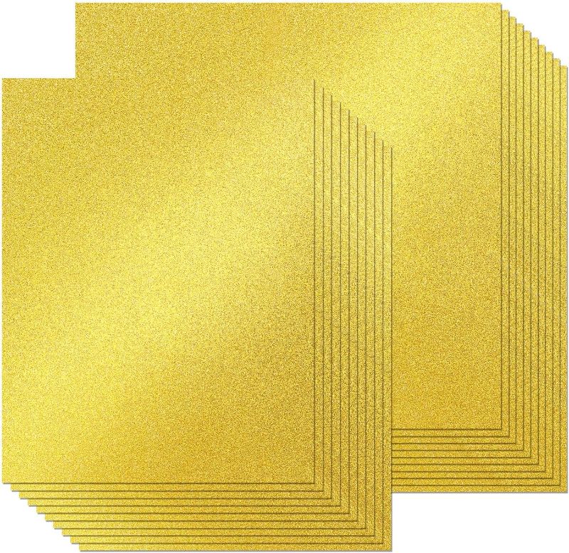 Photo 1 of 100 Sheets Glitter Cardstock Paper 12" x 12", 11" x 8.5" Cardstock Paper 300 Gsm No Shed Shimmer Glitter Paper Thick Card Stock for Wedding Party Scrapbooking Arts DIY Crafts(Gold)
