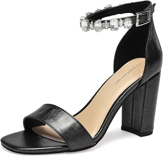 Photo 1 of CentroPoint Women's High Heels Open Square Toe Ankle Strap Pump Sandals Sexy Comfort Glitter Dress Shoes SIZE 10
