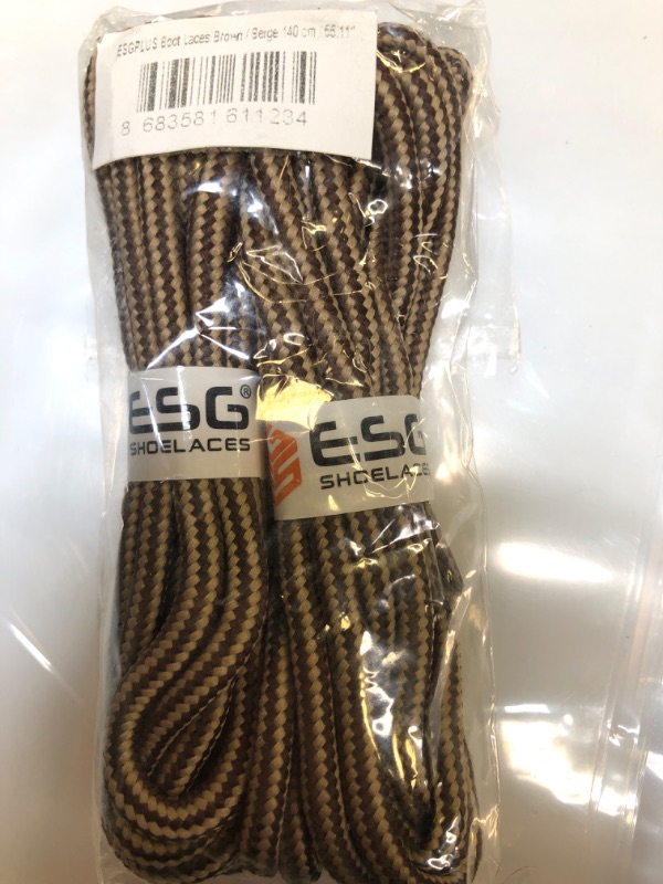 Photo 2 of 2 Pair Shoe Laces Boot Laces Outdoor Hiking Walking Shoelaces Round Boot Lace Sneakers Shoe Strings 140 cm / 55.11" Brownbeige