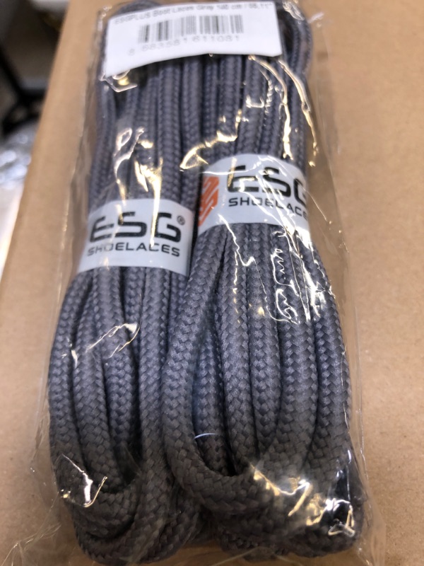 Photo 2 of ESG SHOELACES 2 Pair Shoe Laces Boot Laces Outdoor Hiking Walking Shoelaces Round Boot Lace Sneakers Shoe Strings 140 cm / 55.11" Gray