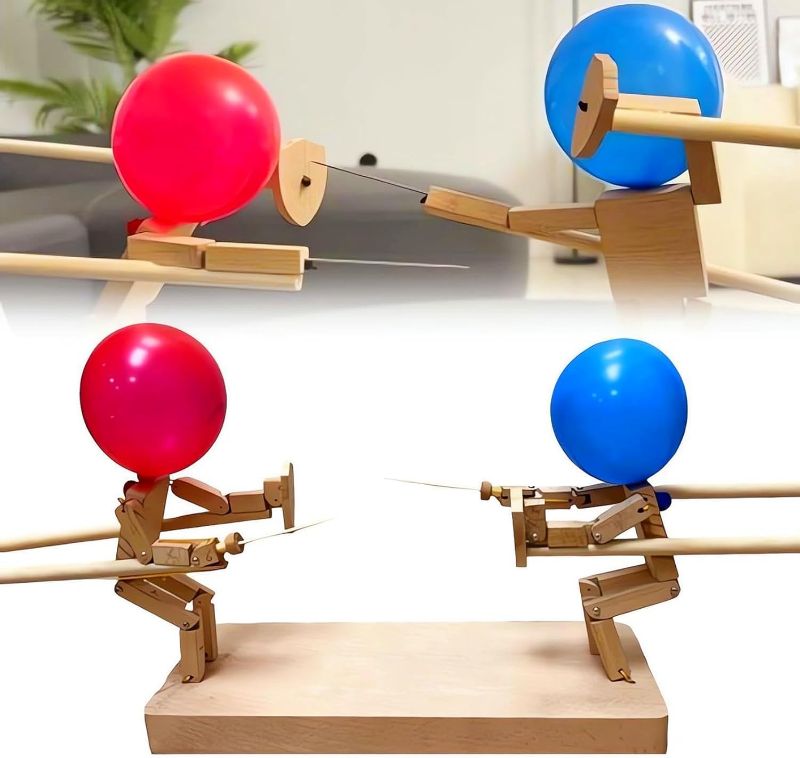 Photo 1 of 2024 New Balloon Bamboo Man Battle?Handmade Wooden Fencing Puppets? Battle Bots? Wooden Bots Battle Game for 2 Players? Fast-Paced Balloon Fight? Whack a Balloon Party Games? Fun Games ( 5mm)
