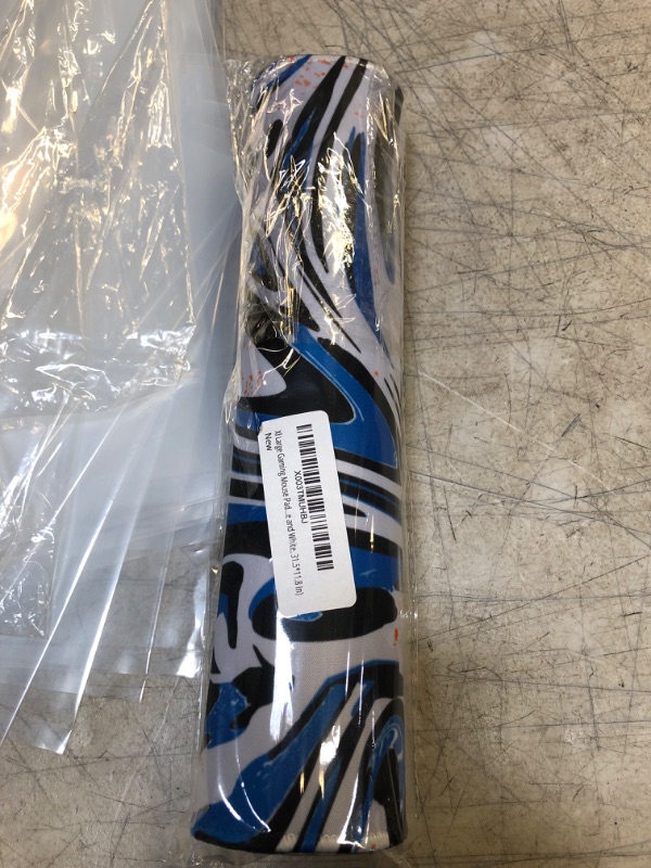 Photo 1 of XL Large Gaming Mouse Pad, Abstract Leopard Full Desk Mousepad with Stitched, Pink Long Non-Slip Base Keyboard Pad, PC Laptop Computer Mat, (Blue and White, 31.5 * 11.8 in) Abstract Leopard Texture