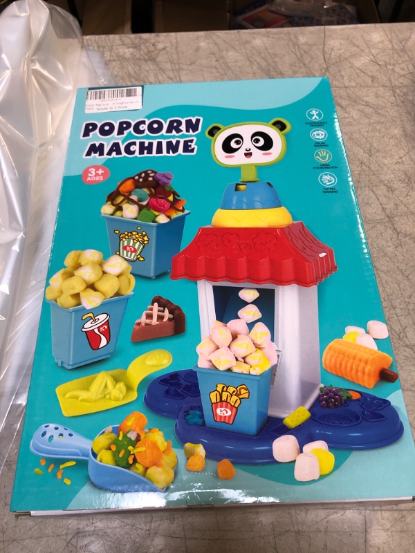 Photo 2 of Color Dough Popcorn Maker Kitchen Creations Pretend Party Play Food Set for Kids with 35 Kinds Food Half Models and 5 Cans Color Wheat Dough Compound
