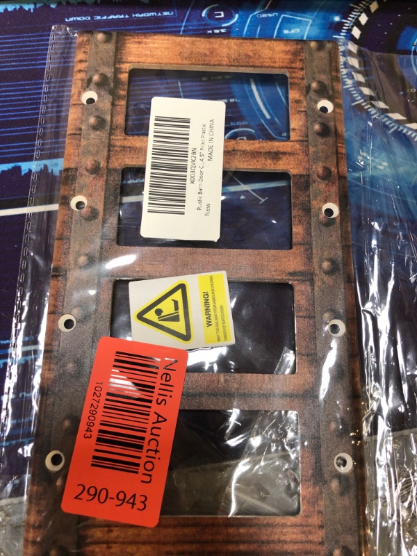 Photo 1 of Rustic Barn Door Country Light Switch Cover 4 Gang Quad Rocker Wall Plate Farmhouse Brown Wood Decorative Faceplate for Bathroom Kitchen Bedroom Home Accessories 8.0" x 4.5" Print Plastic