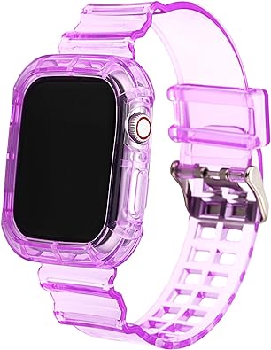 Photo 1 of Compatible for Apple Watch Bands Case 38mm/40mm/42mm/44mm for Men & Women, Crystal Transparent Bumper Sports Wristband Bangle Strap iWatch Series 5 4 3 2 1
