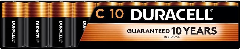 Photo 1 of Duracell Coppertop C Batteries, 10 Count Pack, C Battery with Long-lasting Power, All-Purpose Alkaline C Battery for Household and Office Devices
