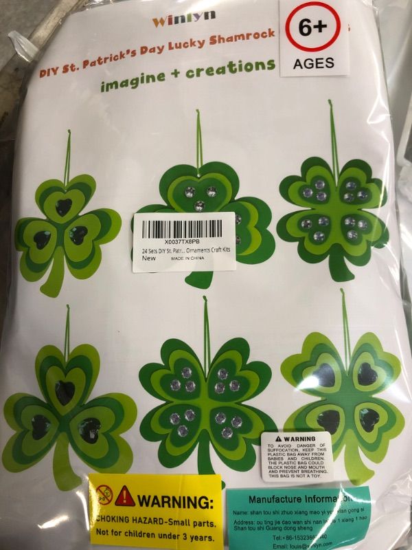 Photo 2 of 24 Sets Owl Shamrock Ornaments St. Patrick's Day Decorations Craft Kits Assorted Owl Four-Leaf Clover Lucky Shamrock Foam Stickers Pom-poms Google Eye for Kids Classroom Home Activity Gift Art Project