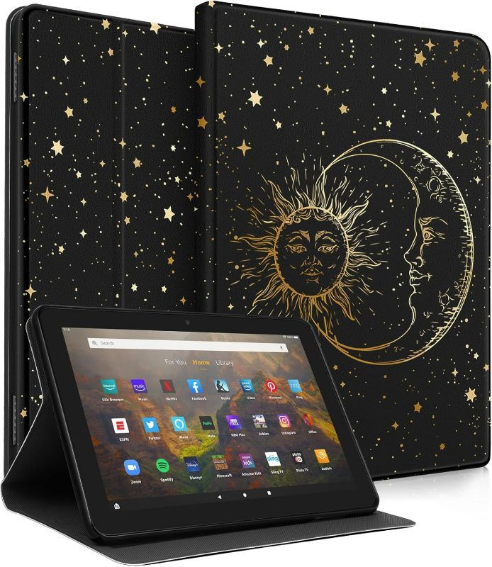 Photo 1 of for Amazon Kindle Fire HD 10/10 Plus Tablet Case 13th/11th Generation for Women Girls Cute Folio Cover Aesthetic Design Girly Kawaii Sun Moon Stars Teens Cases for Kindle Fire Case 10.1 Inch