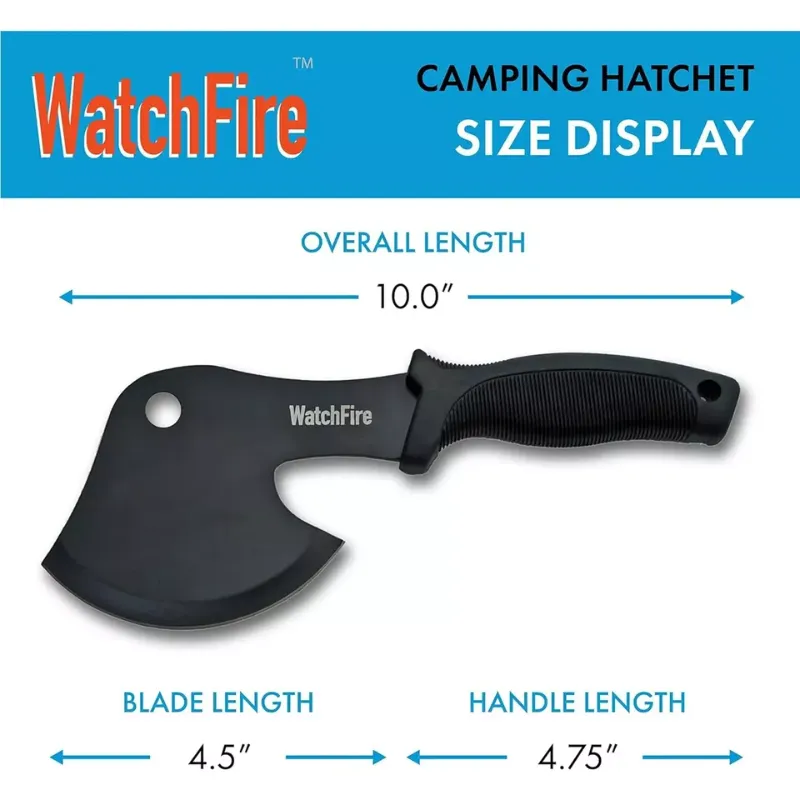 Photo 2 of 10” WatchFire Black Rubber Handle Camping Survival Hatchet -1009
